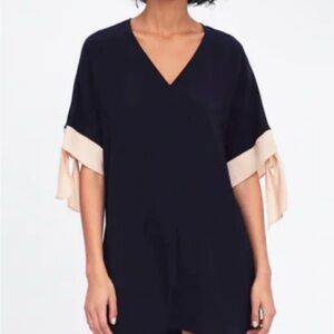 Zara Shirt Dress with Bow Sleeve Embellishment
